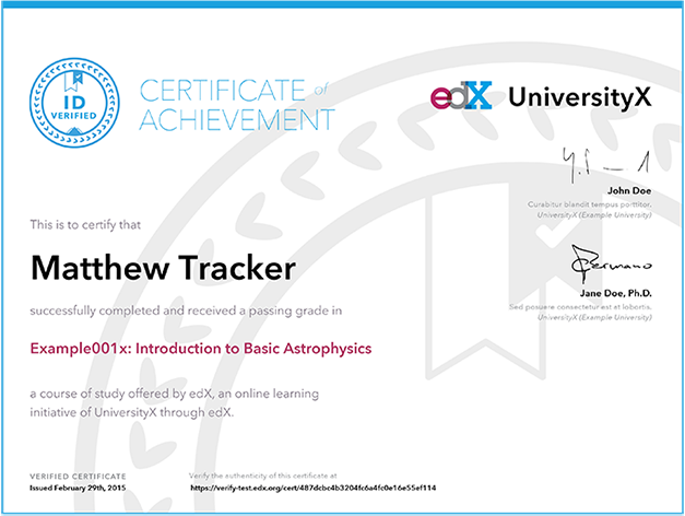 edX certificate example